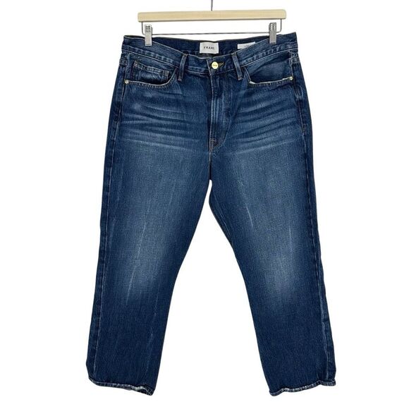 Frame Le Piper Womens Jeans Size 32 in Blue Sky High Rise Slim Straight Cropped - Picture 1 of 15